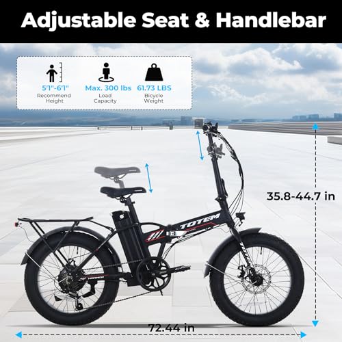 Fat Tire Folding Electric Bike for Adults, 20" x 4", 48V 10.4Ah Removable Battery, 500W Motor D511