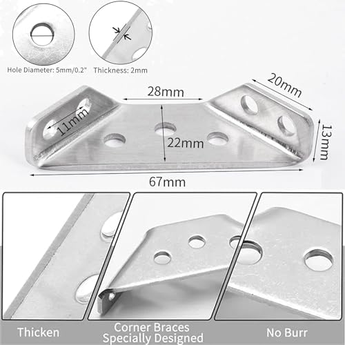 Furniture Corner Connector with Nails for Shelves, Cabinets, Tables, Chairs T3652