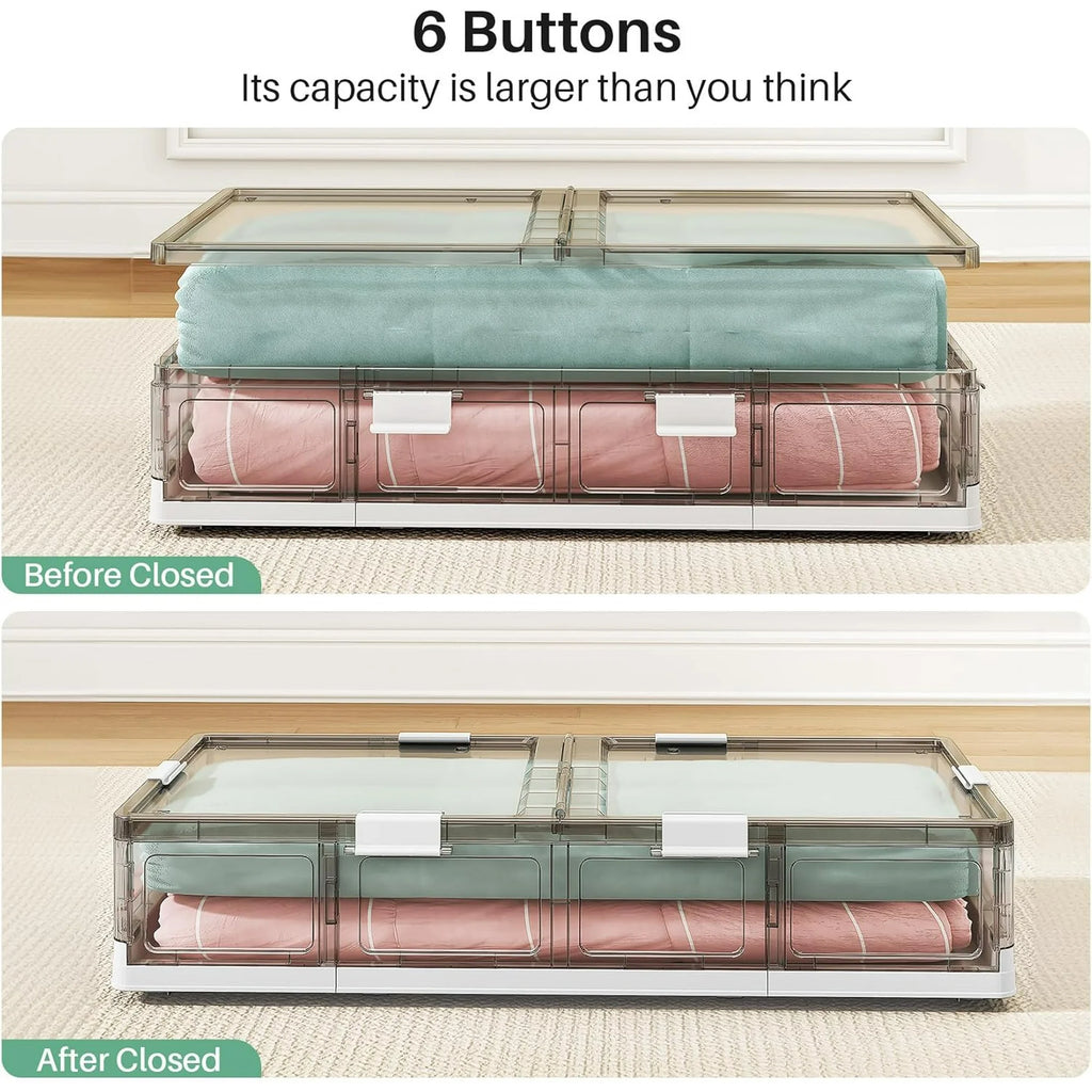 Under Bed Storage Containers with Wheels, Foldable, 2 Pack C17089