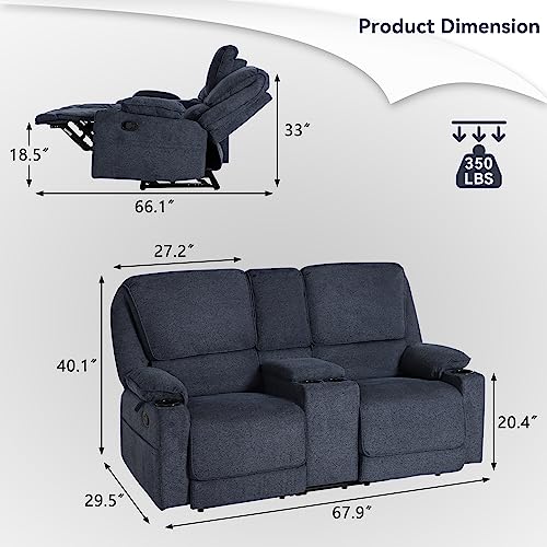 Manual Reclining Loveseat Sofa for RV Living Room, Light Grey G3304