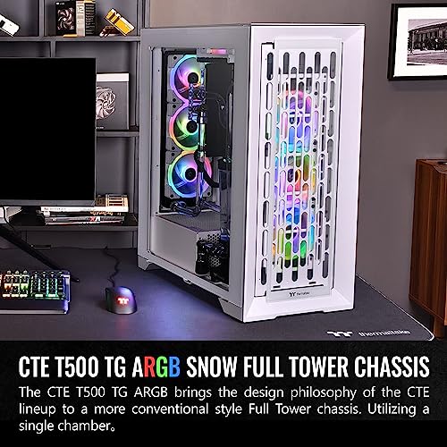 Full Tower PC Case with Tempered Glass Panels, 3x140mm ARGB Fans, White M18533