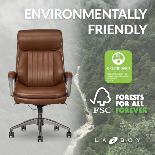 Vegan Leather Ergonomic Office Chair with Memory Foam Lumbar Support, Black H4123