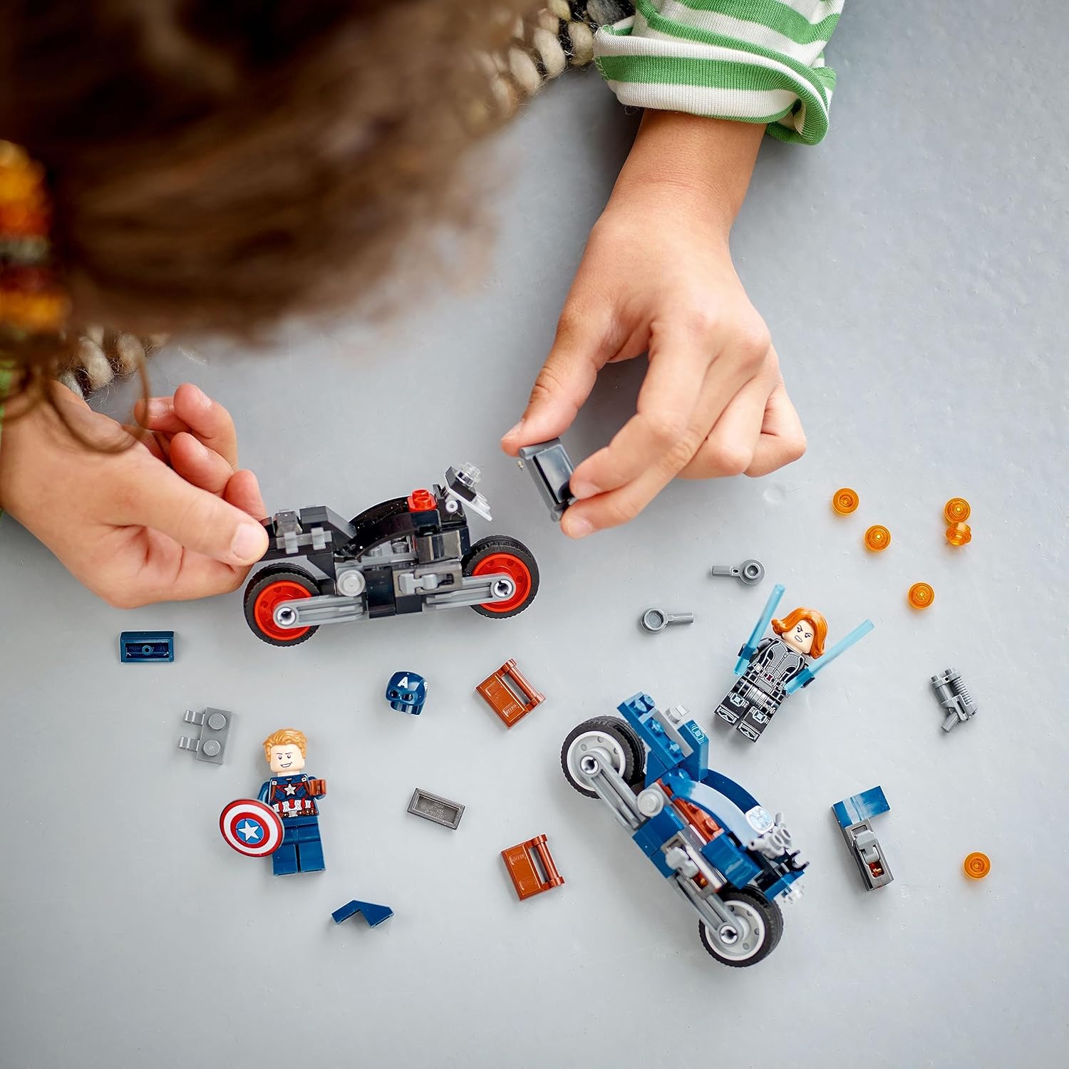 Black Widow & Captain America Motorcycles Building Toy for Kids Ages 6-8 X42574