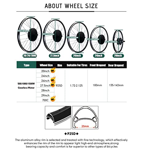 Electric Bike Conversion Kit Rear Wheel 48V 1000W Brushless Hub Motor P404