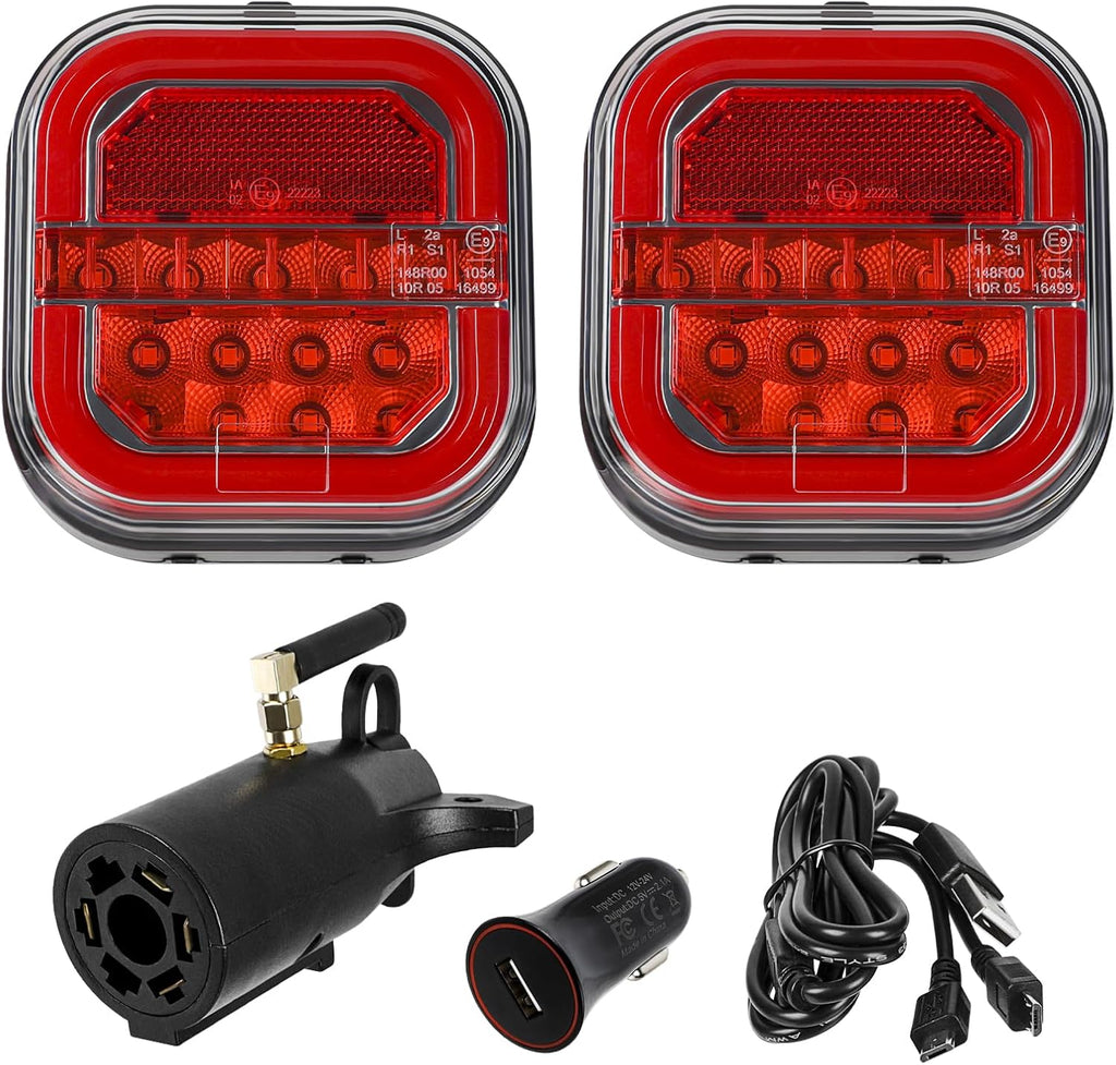 Magnetic Wireless LED Trailer Rear Lights Kit, Rechargeable Universal Tail Light for Trailers K2809