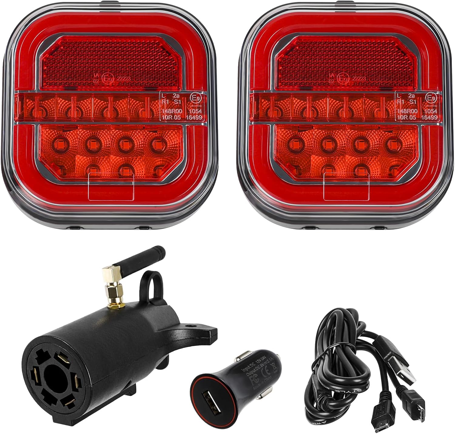Magnetic Wireless LED Trailer Rear Lights Kit, Rechargeable Universal Tail Light for Trailers K2809