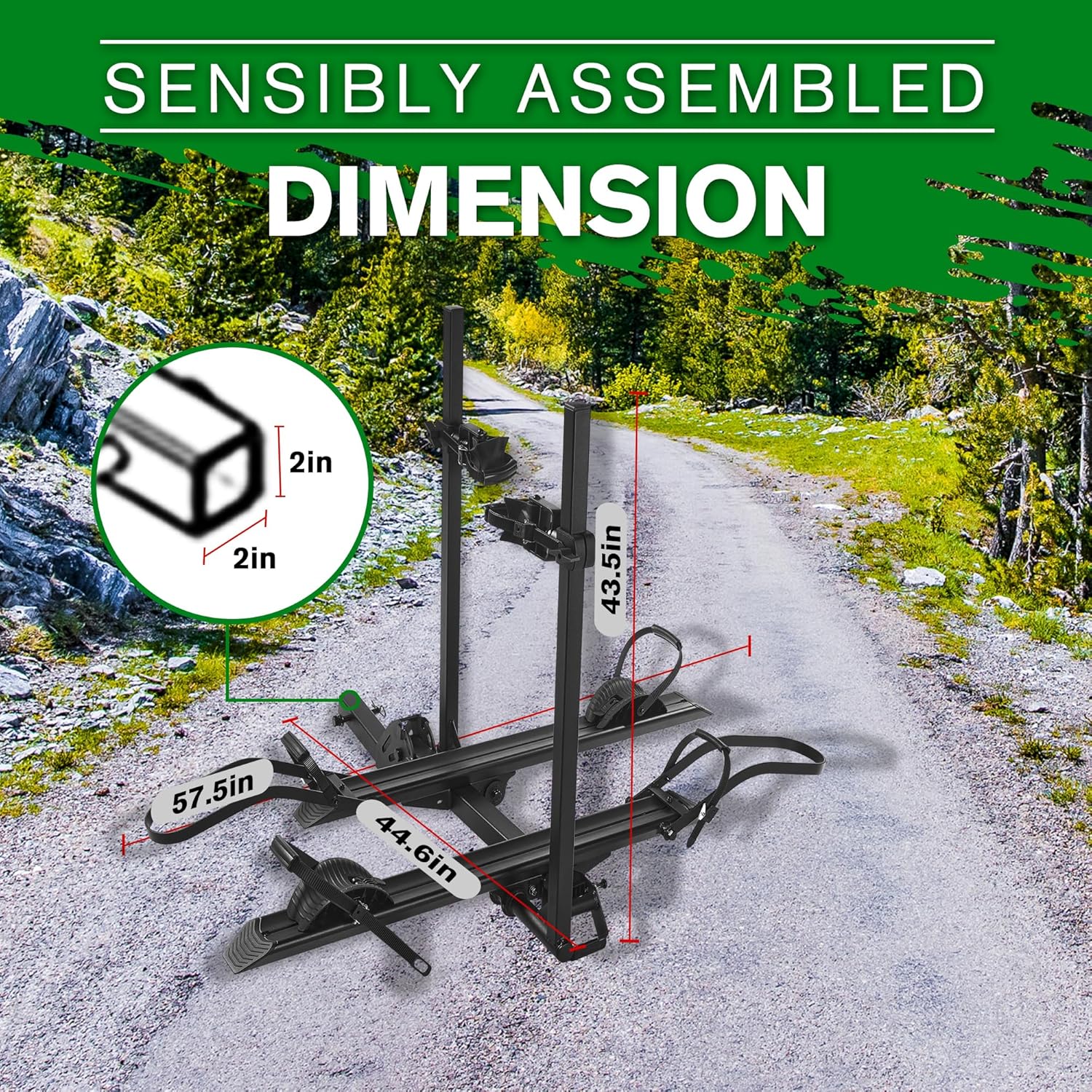 E-Bike Rack Hitch Mount Platform for Cars Trucks SUVs Minivans RV, Fits Up to 5-Inch Fat Tire, 200 lbs Capacity G541557