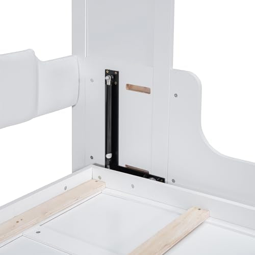Murphy Bed with Wardrobe, Foldable Wooden Bed Frame with Drawers and Shelves V440