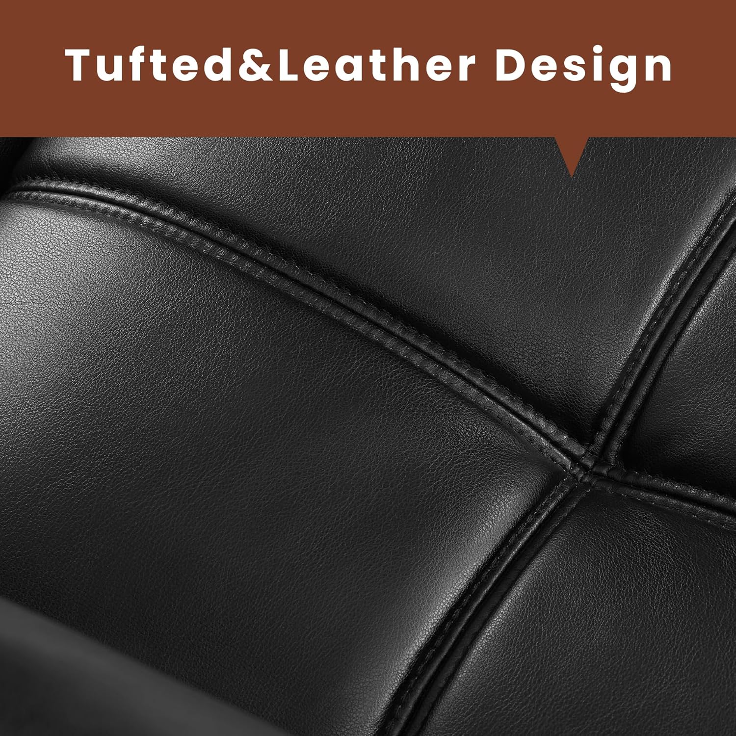 Leather Futon Sofa Bed for Living Room, Black E579