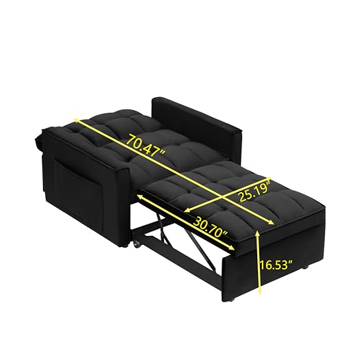 Single Recliner Sofa Bed Chair 3 in 1 Convertible for Small Spaces, White J40230