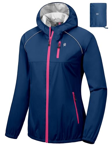 Little Donkey Andy Women's Rain Cycling Stretch Jacket with Hood, Windproof and Waterproof, Ultralight Packable