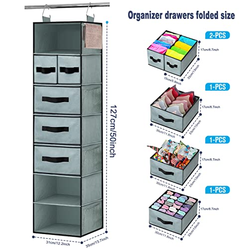 7-Shelf Hanging Closet Organizer with 5 Drawers and 8 Mesh Pockets M926520