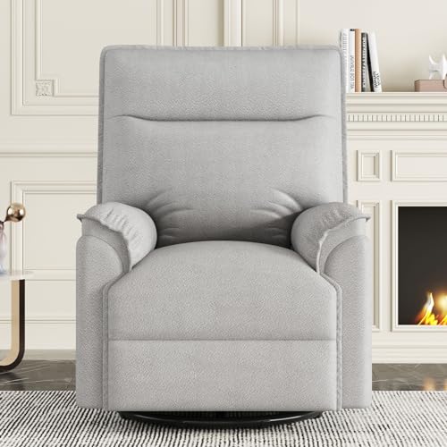 Swivel Recliner Chair, Manual 360 Degree Rocker, Upholstered Single Sofa, Beige D238