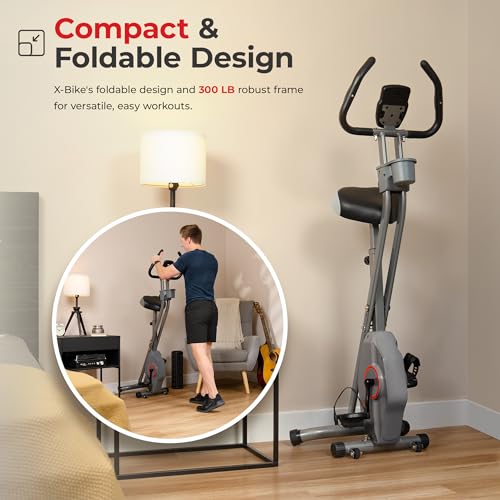 Foldable Magnetic Exercise Bike with Digital Monitor and Pulse Sensor J316937