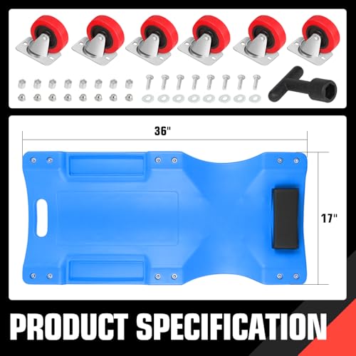 Low Profile Automotive Creeper with Padded Headrest, Red U80837