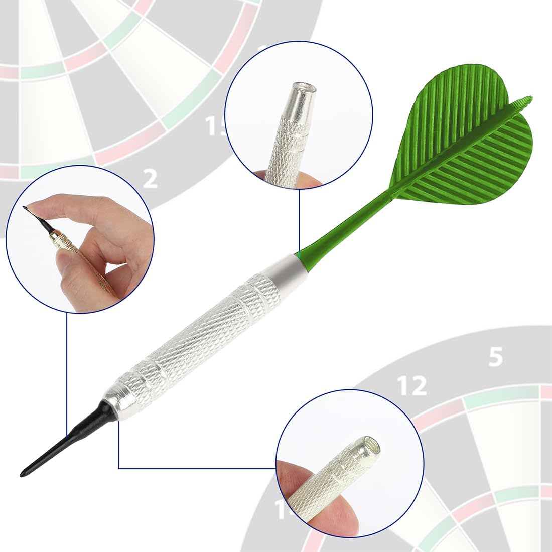 12 Pcs Plastic Soft Tip Darts for Dartboard Y963
