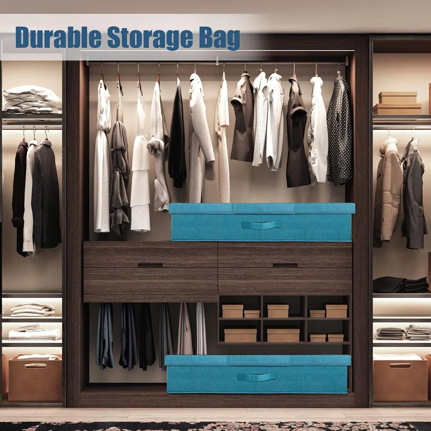 Underbed Storage Containers with Lids, Foldable Organizer Box for Clothes, Shoes, Blankets, Pillows F6366