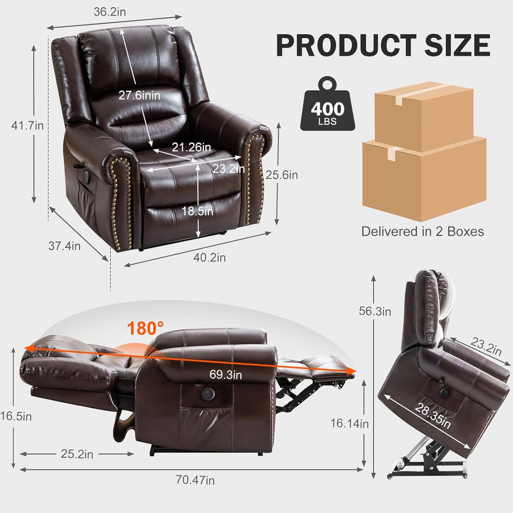 Dual Motor Power Lift Recliner Chair with Massage and Heat for Elderly X791