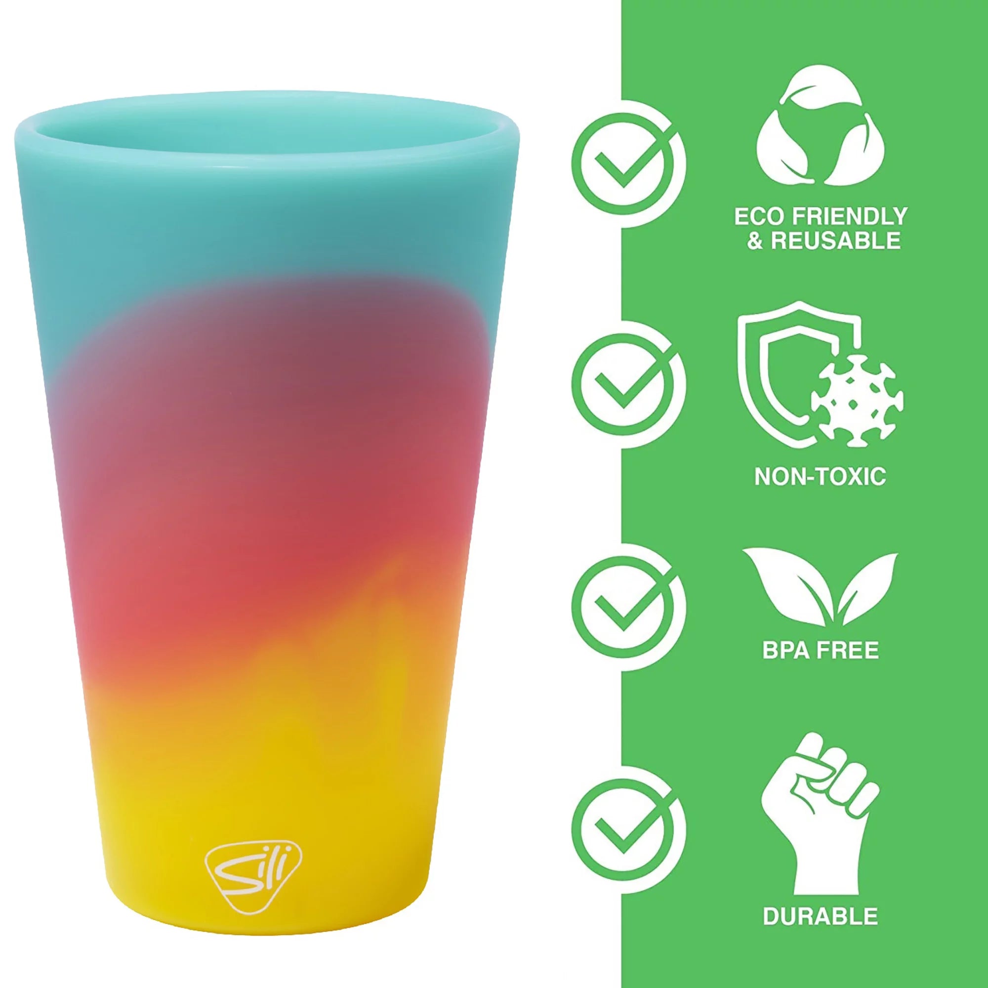 Silicone Pint Glasses 2 Pack - 16oz Unbreakable Cups, Non-Slip Easy Grip C20722