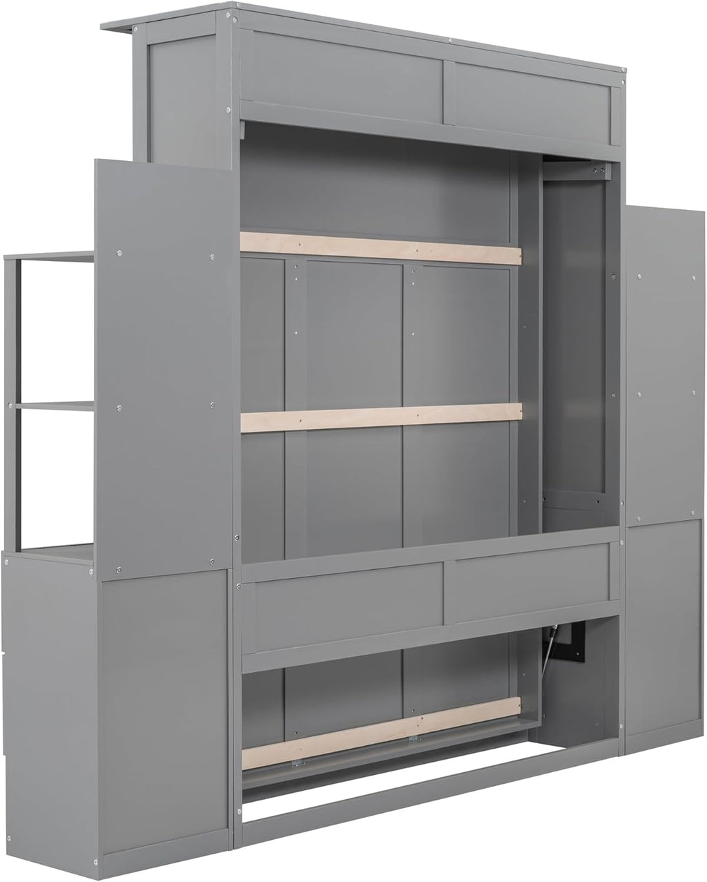 Queen Size Murphy Bed with Drawers and Storage Shelves X1054