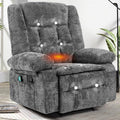 Recliner Chair for Adults with Massage and Heat, Breathable Fabric Reclining Chair with Side Pockets, Comfy Living Room Single Sofa Chair, Dark Grey