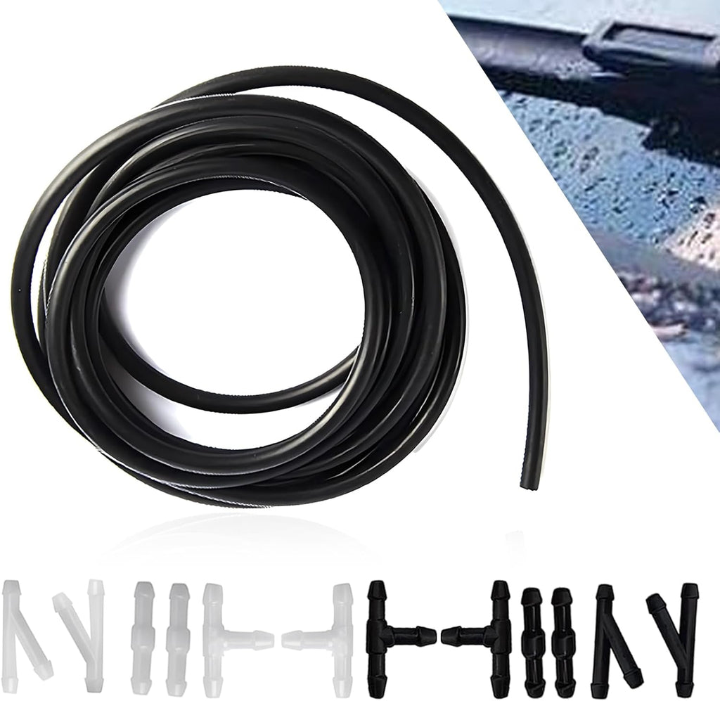 12 PCS Car Windshield Washer Hose Replacement with Hose Connectors, Soft Durable Vehicle Windshield Accessories, Universal Automotive Windshield Washer for Truck SUV Car (Black)