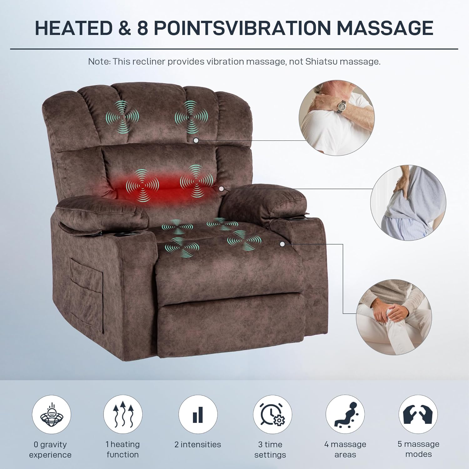 Massage Heated Recliner Chair with Cup Holders C311762