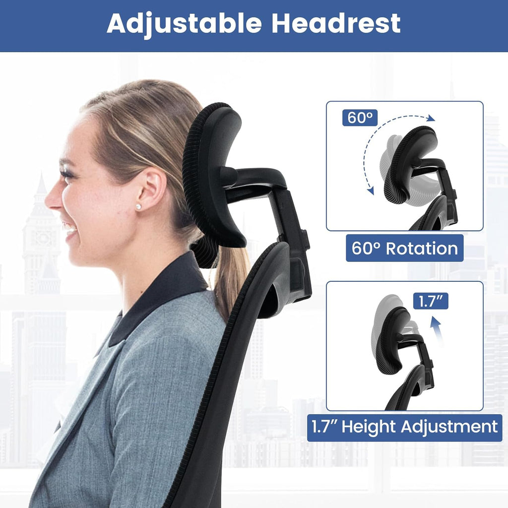 Ergonomic Mesh Office Chair with Adjustable Headrest and Lumbar Support X53350