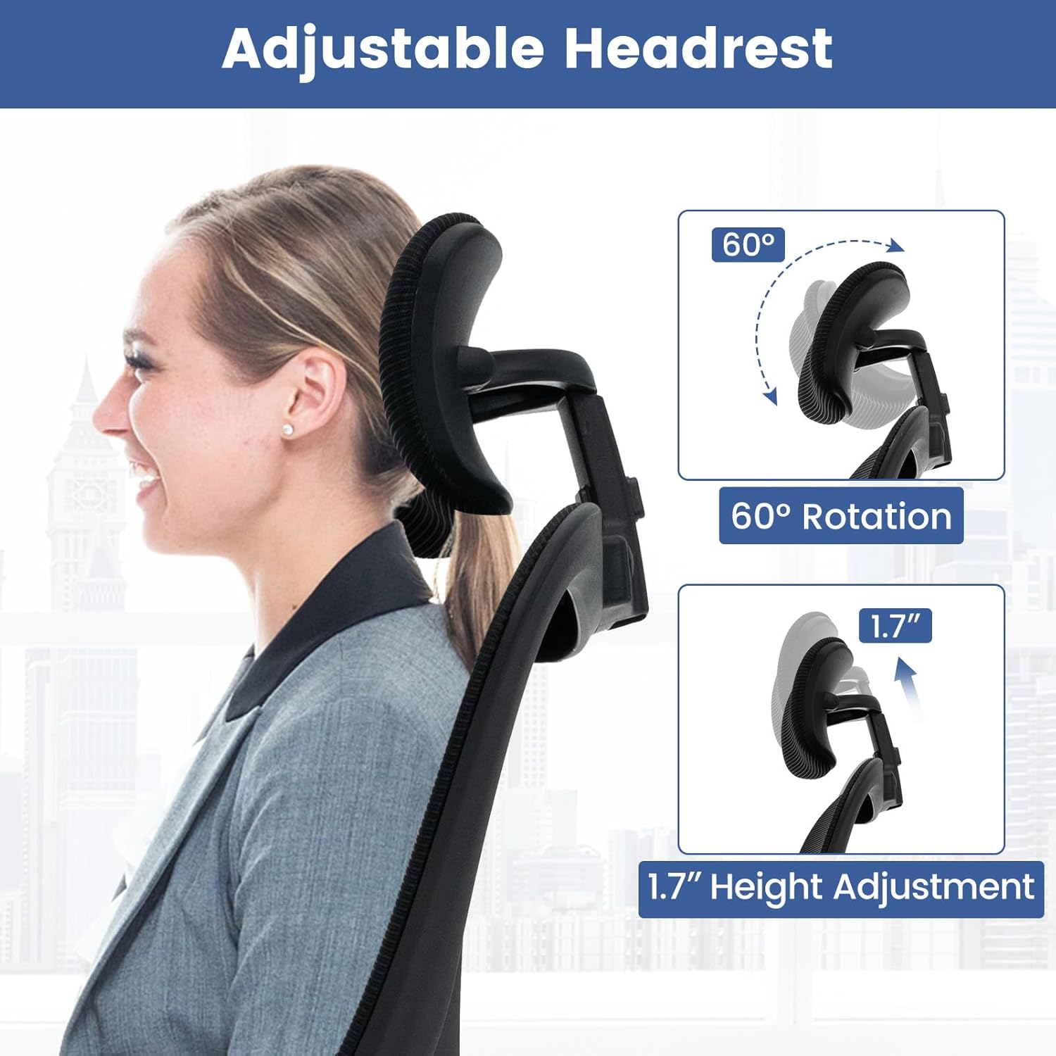 Ergonomic Mesh Office Chair with Adjustable Headrest and Lumbar Support X53350