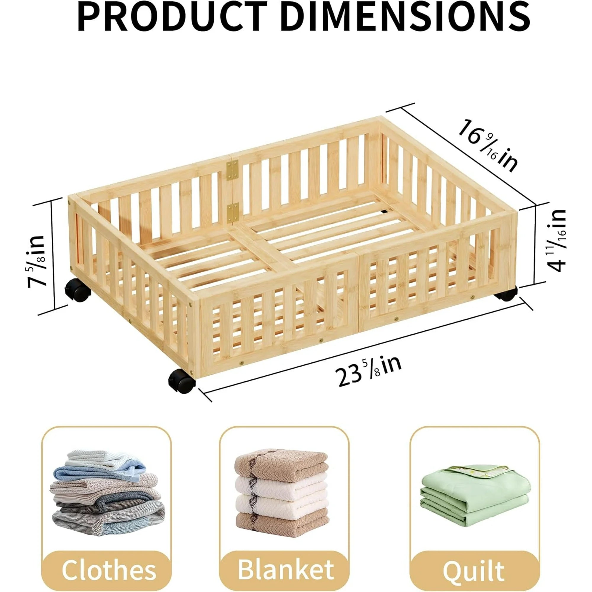Bamboo Under Bed Storage with Wheels (2-Pack) G2810