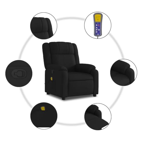 Massage Recliner Chair with 6-Point Vibration, Black Fabric B68963