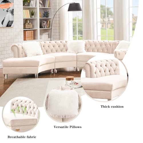 Curved Modular Semi Circular Sofa Sectional, Cream R85959