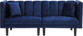 73.2" Tufted Split Back Futon Bed, Velvet Upholstered Convertible Loveseat Sleeper Armrest, Folding Reclining Small Love Seat Sofa & Couches for Living Room, Navy Blue