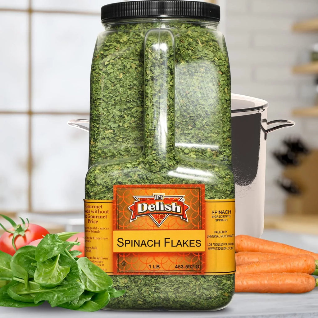 Chopped Dried Spinach Flakes, 1 lb Bulk Container for Cooking, Camping, Backpacking A328364