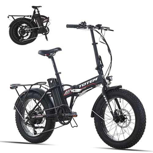 Totem Fat Tire Folding Electric Bike for Adults 20"X4" Foldable Ebike Hammer with 48V 10.4Ah Removable Battery,500W Brushless Motor,20MPH Max Speed,7-Speed Gears,5 Pedal Assist Levels