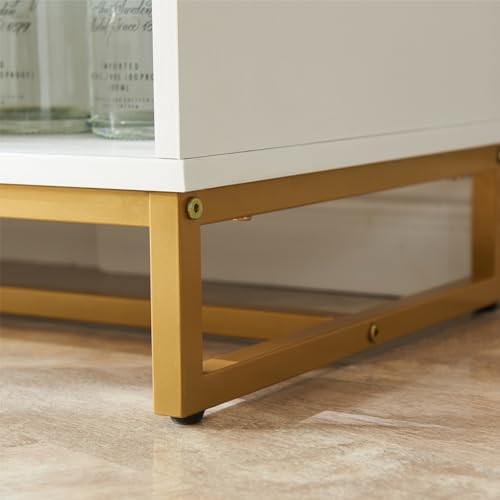 Wine Bar Cabinet with Wine Rack, 51" Home Bar Furniture, White D89361