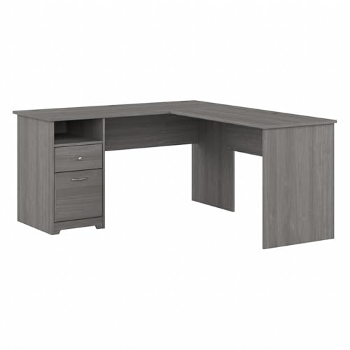 Bush Furniture Cabot L Shaped Computer Desk with Drawers, 60W, Modern Gray