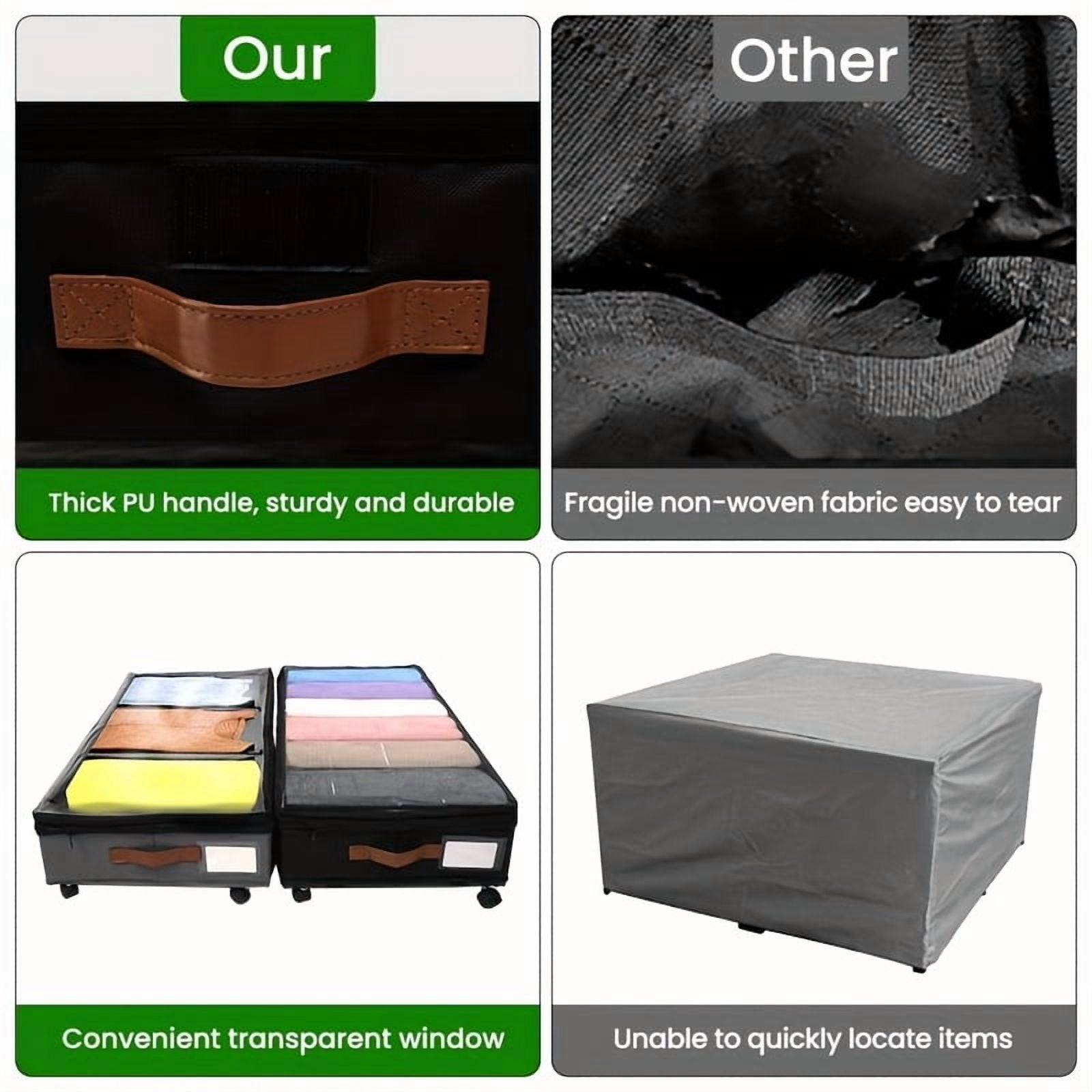 Under-Bed Storage Bins with Wheels and Clear Window Z7561