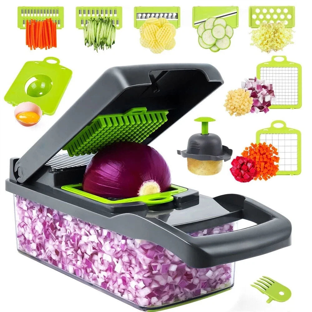 JahyShow 12 in 1 Vegetable Chopper Cutter,Mandoline Slicer Food Onion Veggie Dicer with Container