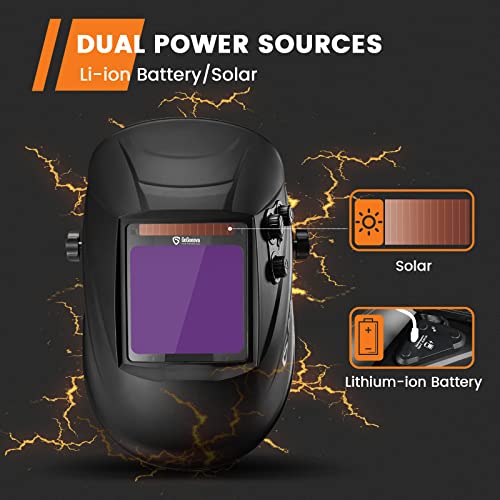 Welding Helmet Auto Darkening with 4 Arc Sensors, Rechargeable F848