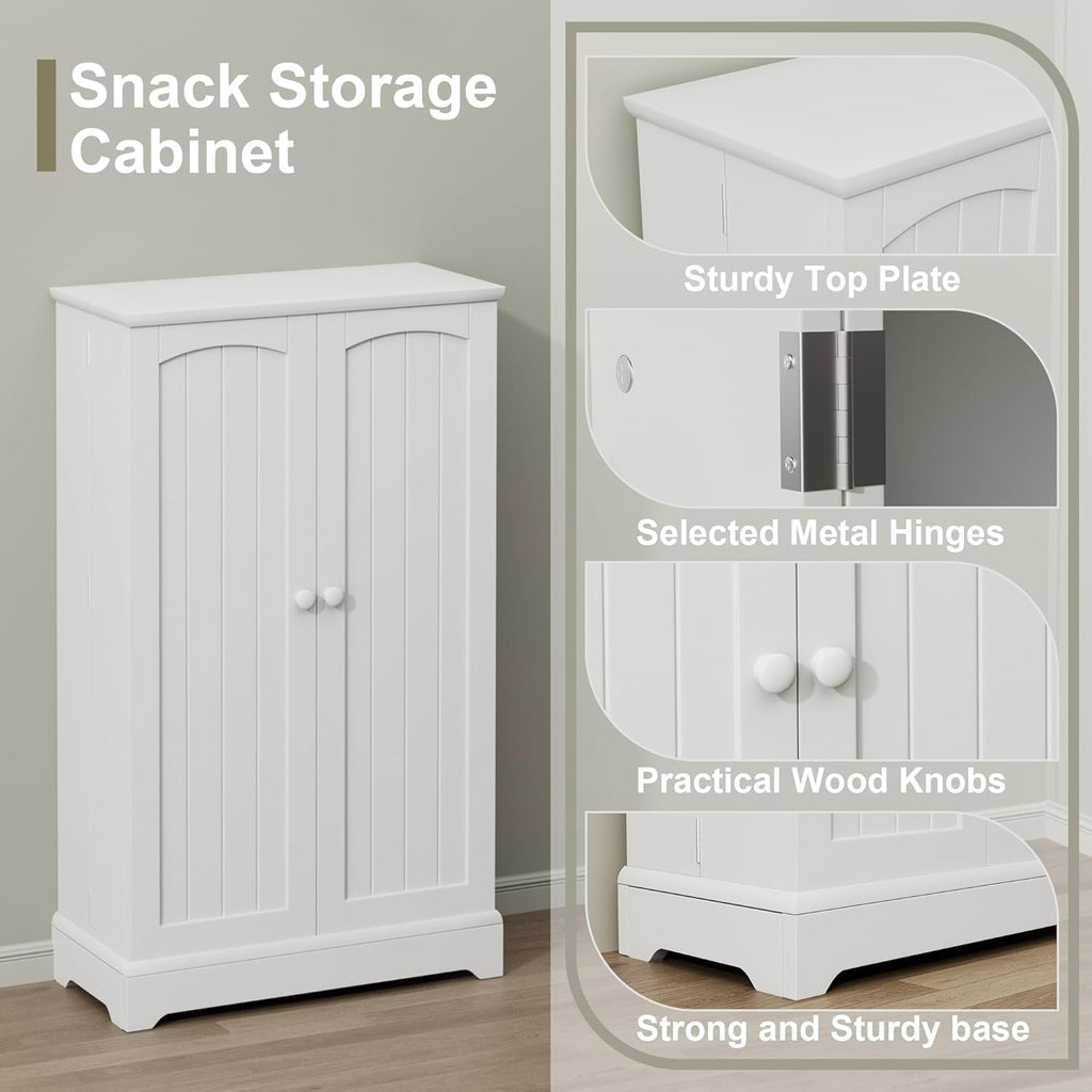 Kitchen Pantry Storage Cabinet with Doors and Adjustable Shelves, White I4469