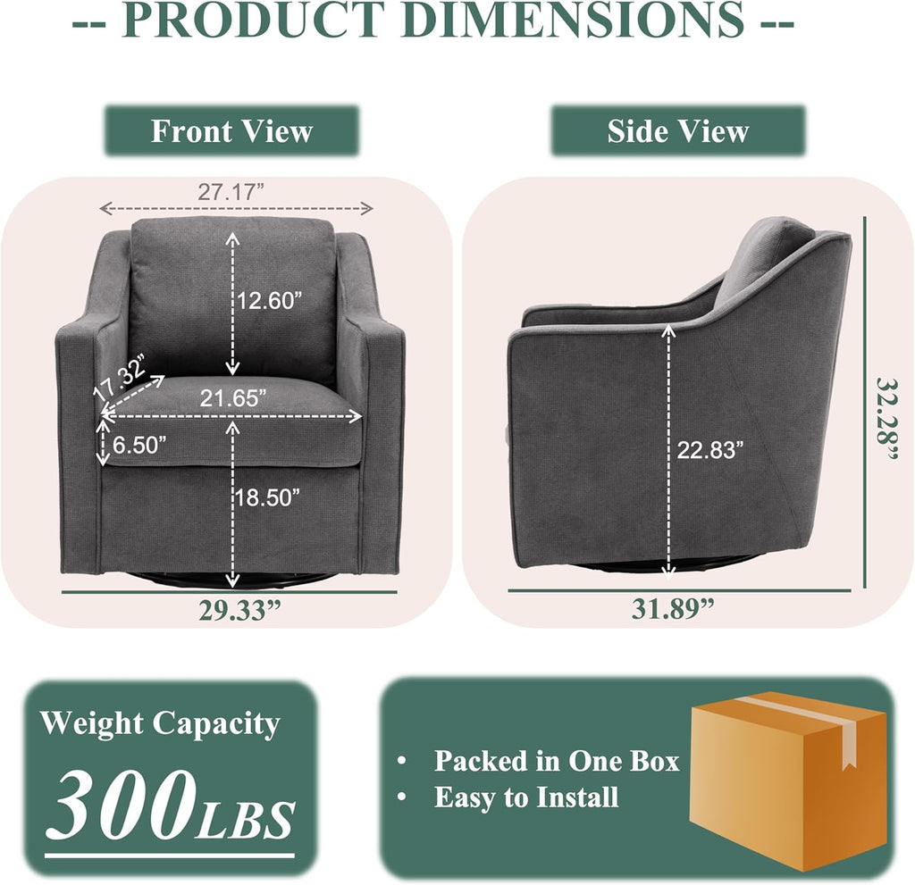 Accent Chair Set of 2, Upholstered Fabric Armchair with Lumbar Pillow, Grey R45871