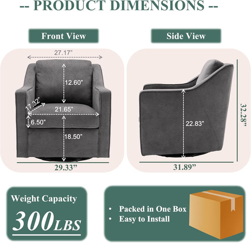 Accent Chair Set of 2, Upholstered Fabric Armchair with Lumbar Pillow, Grey R45871
