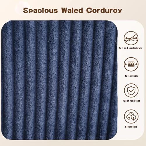 Modular Sectional Couch, Corduroy Striped Fabric Floor Sofa with Chaise Lounge V94005
