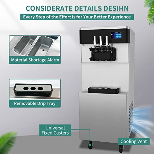 Soft Serve Ice Cream Machine, 3 Flavors, Auto Clean Y524062