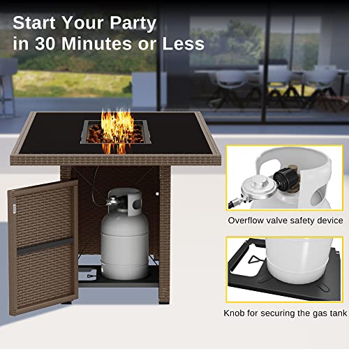 44" Propane Fire Pit Table, 60,000 BTU Gas Fire Table with Aluminum Frame and Tempered Glass Top J82154
