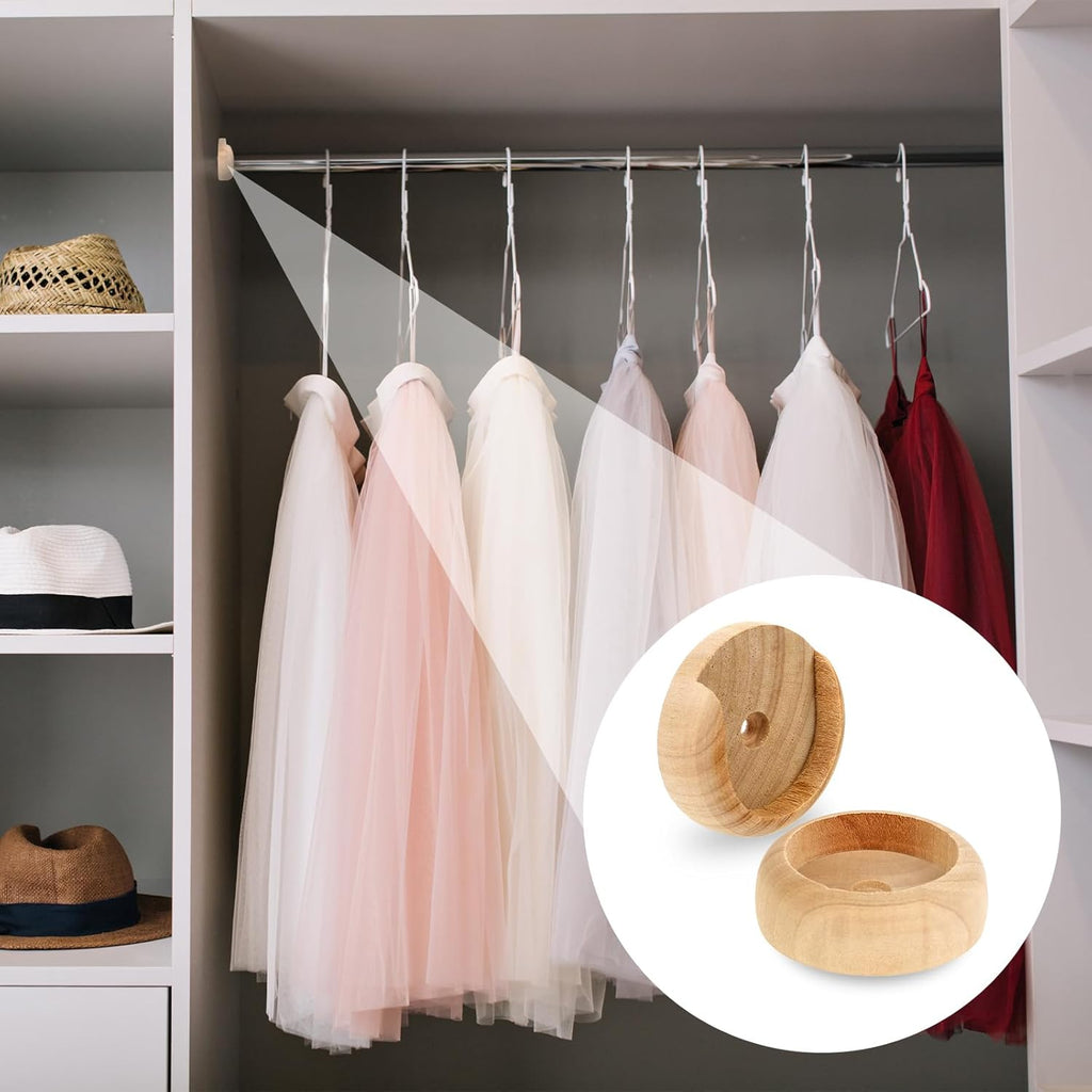 Wooden Closet Rod Holders with Screws, 4 Sets E5546