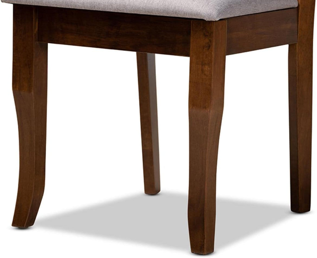 4-Piece Dining Chair Set, Grey Fabric and Walnut Brown Wood O928
