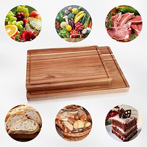 Acacia Wood Cutting Board with Juice Groove, 20x15 Inch P13186