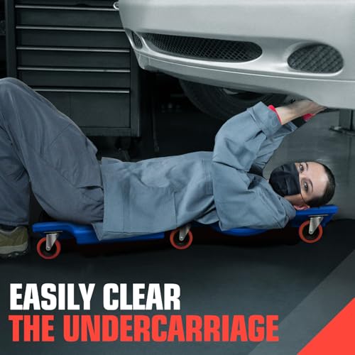 Low Profile Automotive Creeper with Padded Headrest, Red U80837
